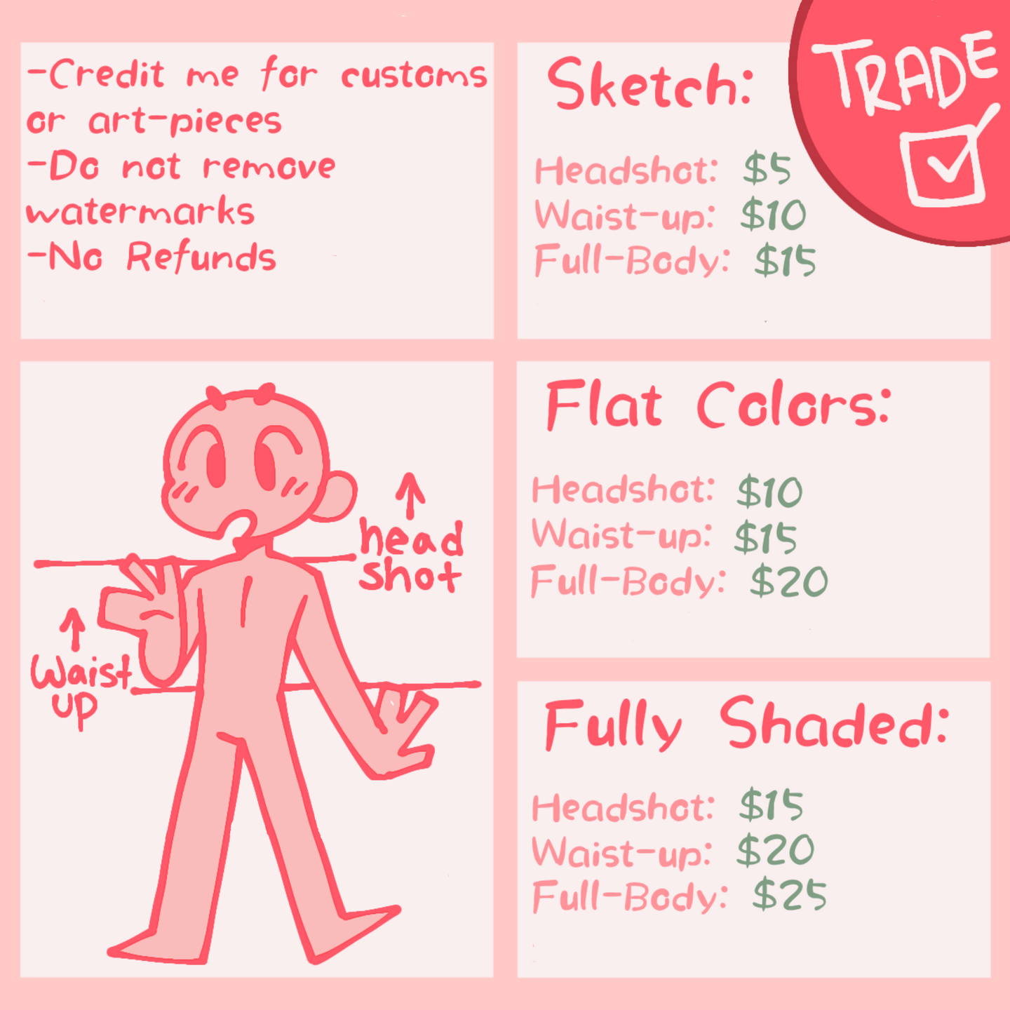 Rules: Do not remove watermarks, no refunds. Trade is accepted.